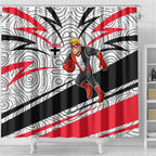 St Kilda Saints Australian Football Shower Curtain Superhero Mascot Art With Indigenous Pattern Art
