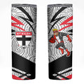 St Kilda Saints Australian Football Skinny Tumbler Superhero Mascot Art With Indigenous Pattern Art