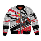 St Kilda Saints Australian Football Sleeve Zip Bomber Jacket Superhero Mascot Art With Indigenous Pattern Art