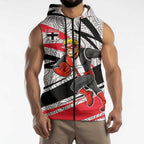 St Kilda Saints Australian Football Sleeveless Zip Hoodie Superhero Mascot Art With Indigenous Pattern Art