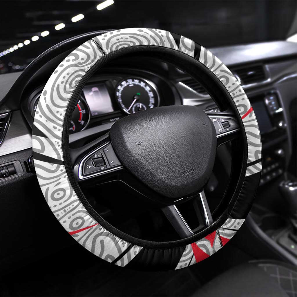 St Kilda Saints Australian Football Steering Wheel Cover Superhero Mascot Art With Indigenous Pattern Art
