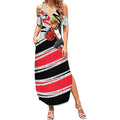 St Kilda Saints Australian Football Summer Maxi Dress Superhero Mascot Art With Indigenous Pattern Art