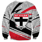 St Kilda Saints Australian Football Sweatshirt Superhero Mascot Art With Indigenous Pattern Art