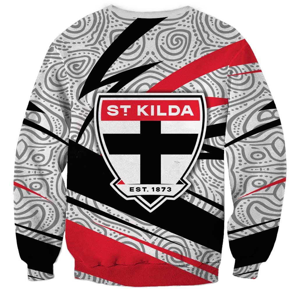 St Kilda Saints Australian Football Sweatshirt Superhero Mascot Art With Indigenous Pattern Art