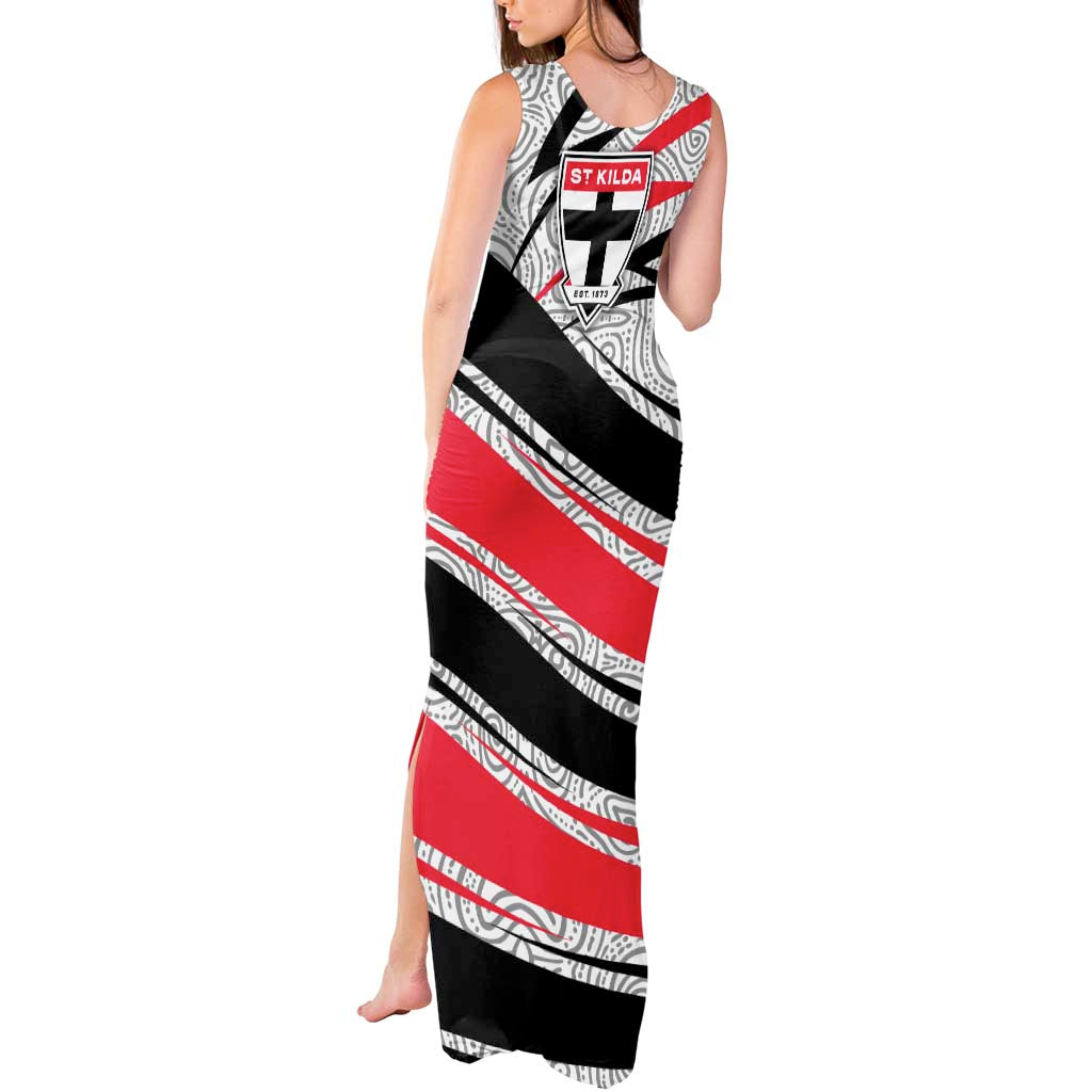 St Kilda Saints Australian Football Tank Maxi Dress Superhero Mascot Art With Indigenous Pattern Art