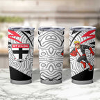 St Kilda Saints Australian Football Tumbler Cup Superhero Mascot Art With Indigenous Pattern Art