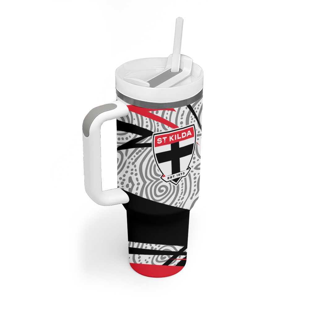 St Kilda Saints Australian Football Tumbler With Handle Superhero Mascot Art With Indigenous Pattern Art