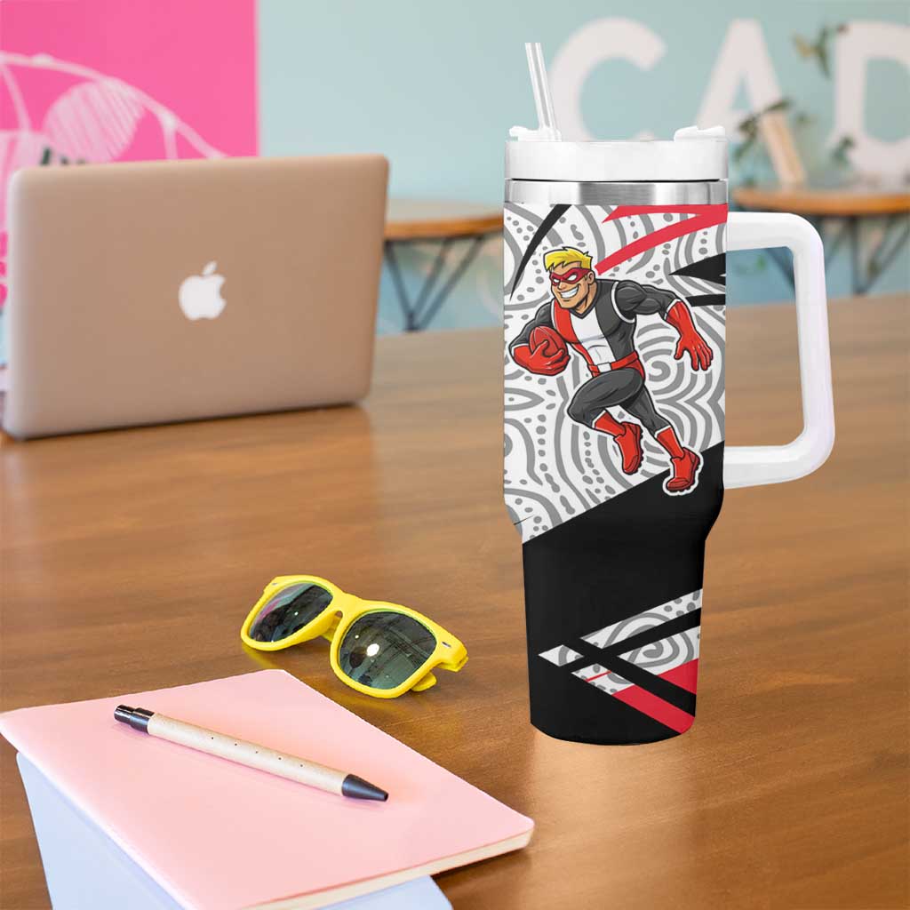 St Kilda Saints Australian Football Tumbler With Handle Superhero Mascot Art With Indigenous Pattern Art