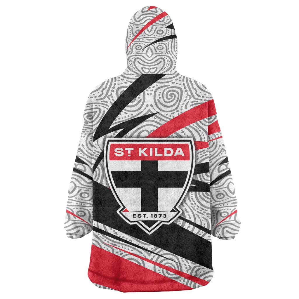St Kilda Saints Australian Football Wearable Blanket Hoodie Superhero Mascot Art With Indigenous Pattern Art