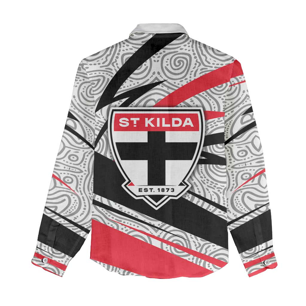 St Kilda Saints Australian Football Women Casual Shirt Superhero Mascot Art With Indigenous Pattern Art