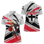 St Kilda Saints Australian Football Women Polo Shirt Superhero Mascot Art With Indigenous Pattern Art