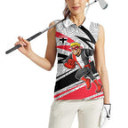 St Kilda Saints Australian Football Women Sleeveless Polo Shirt Superhero Mascot Art With Indigenous Pattern Art