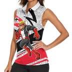 St Kilda Saints Australian Football Women Sleeveless Polo Shirt Superhero Mascot Art With Indigenous Pattern Art