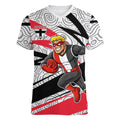 St Kilda Saints Australian Football Women V-Neck T-Shirt Superhero Mascot Art With Indigenous Pattern Art