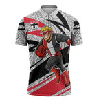 St Kilda Saints Australian Football Zipper Polo Shirt Superhero Mascot Art With Indigenous Pattern Art