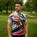 St Kilda Saints Australian Football Zipper Polo Shirt Superhero Mascot Art With Indigenous Pattern Art