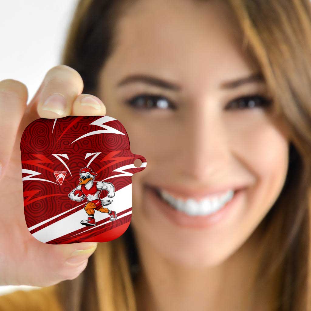 Sydney Swans Australian Football AirPods Case Swans Mascot Art With Indigenous Pattern Art