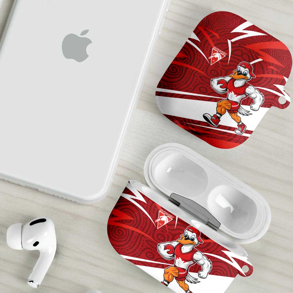Sydney Swans Australian Football AirPods Case Swans Mascot Art With Indigenous Pattern Art