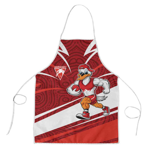 Sydney Swans Australian Football Apron Swans Mascot Art With Indigenous Pattern Art