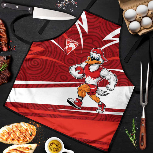 Sydney Swans Australian Football Apron Swans Mascot Art With Indigenous Pattern Art