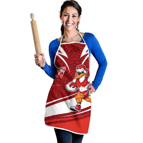 Sydney Swans Australian Football Apron Swans Mascot Art With Indigenous Pattern Art