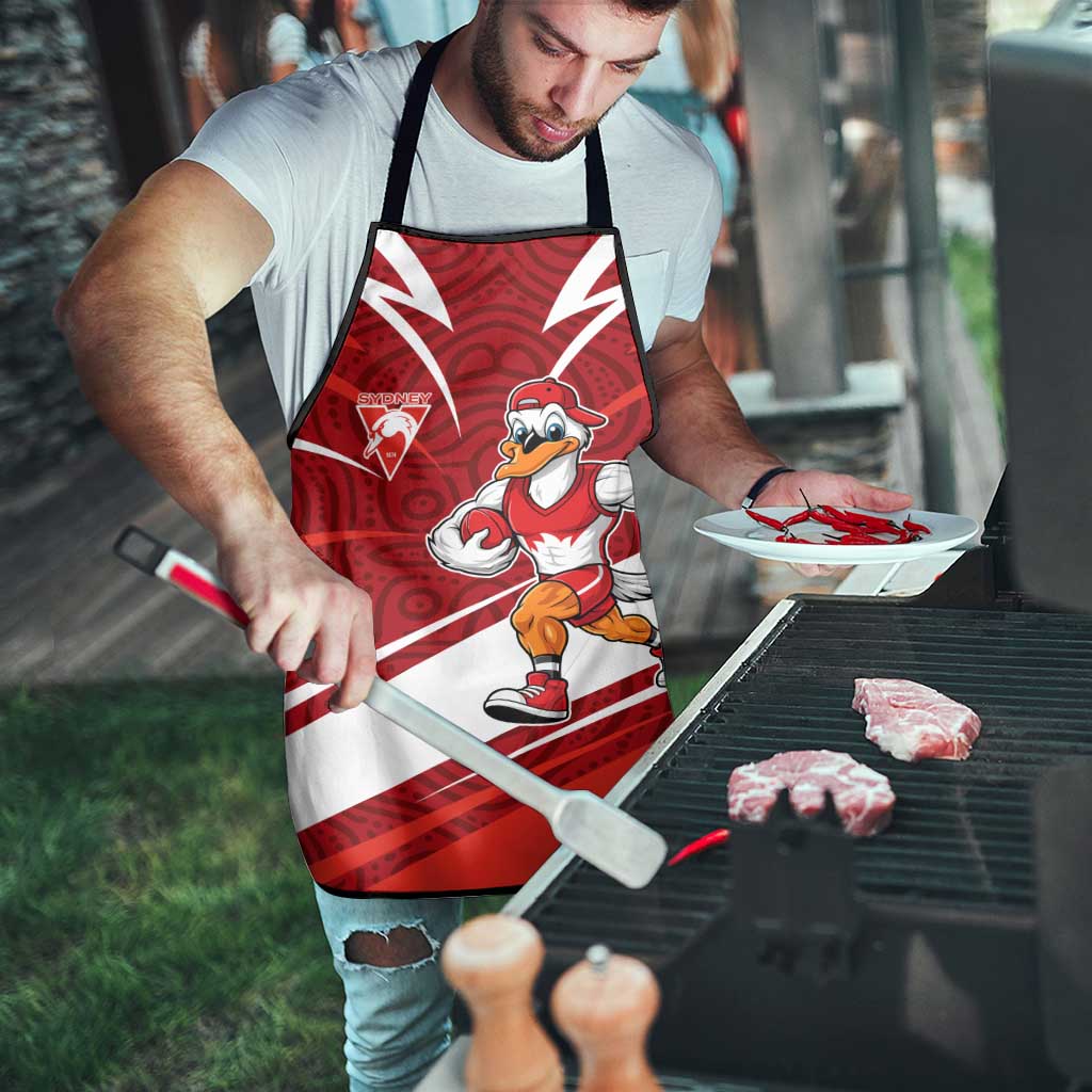 Sydney Swans Australian Football Apron Swans Mascot Art With Indigenous Pattern Art