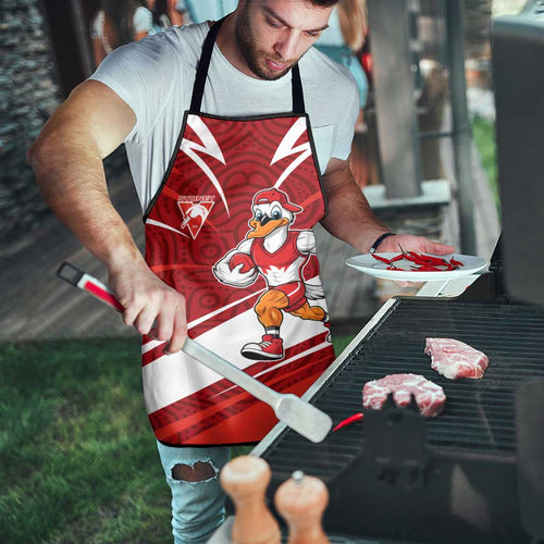 Sydney Swans Australian Football Apron Swans Mascot Art With Indigenous Pattern Art