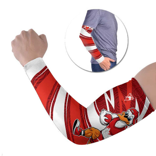 Sydney Swans Australian Football Arm Sleeves Swans Mascot Art With Indigenous Pattern Art