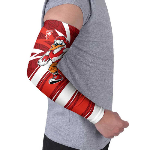 Sydney Swans Australian Football Arm Sleeves Swans Mascot Art With Indigenous Pattern Art