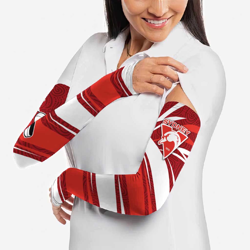 Sydney Swans Australian Football Arm Sleeves Swans Mascot Art With Indigenous Pattern Art