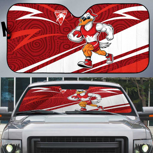 Sydney Swans Australian Football Auto Sun Shade Swans Mascot Art With Indigenous Pattern Art