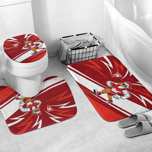 Sydney Swans Australian Football Bathroom Set Swans Mascot Art With Indigenous Pattern Art