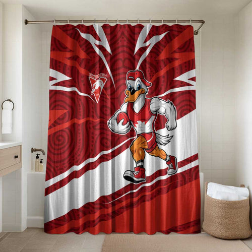 Sydney Swans Australian Football Bathroom Set Swans Mascot Art With Indigenous Pattern Art