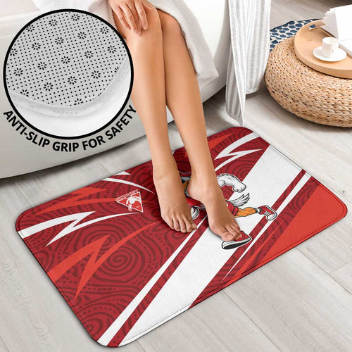 Sydney Swans Australian Football Bathroom Set Swans Mascot Art With Indigenous Pattern Art