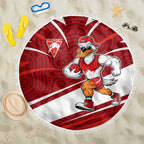 Sydney Swans Australian Football Beach Blanket Swans Mascot Art With Indigenous Pattern Art