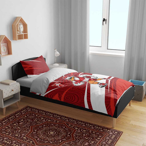 Sydney Swans Australian Football Bedding Set Swans Mascot Art With Indigenous Pattern Art