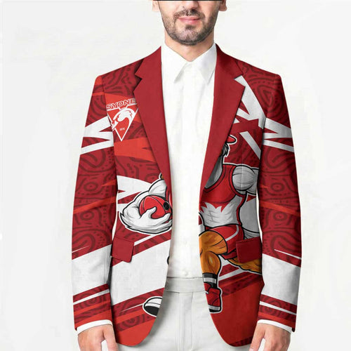 Sydney Swans Australian Football Blazer Swans Mascot Art With Indigenous Pattern Art