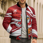 Sydney Swans Australian Football Bomber Puffer Jacket Swans Mascot Art With Indigenous Pattern Art
