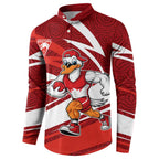 Sydney Swans Australian Football Button Sweatshirt Swans Mascot Art With Indigenous Pattern Art