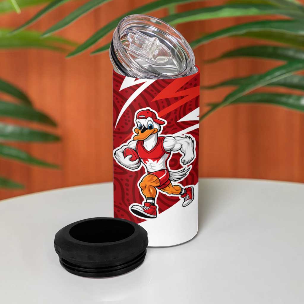 Sydney Swans Australian Football 4 in 1 Can Cooler Tumbler Swans Mascot Art With Indigenous Pattern Art