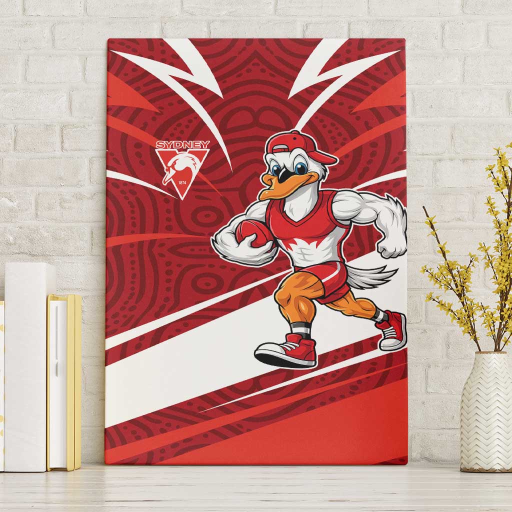 Sydney Swans Australian Football Canvas Wall Art Swans Mascot Art With Indigenous Pattern Art