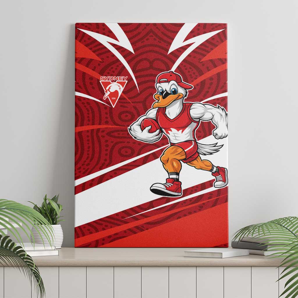 Sydney Swans Australian Football Canvas Wall Art Swans Mascot Art With Indigenous Pattern Art