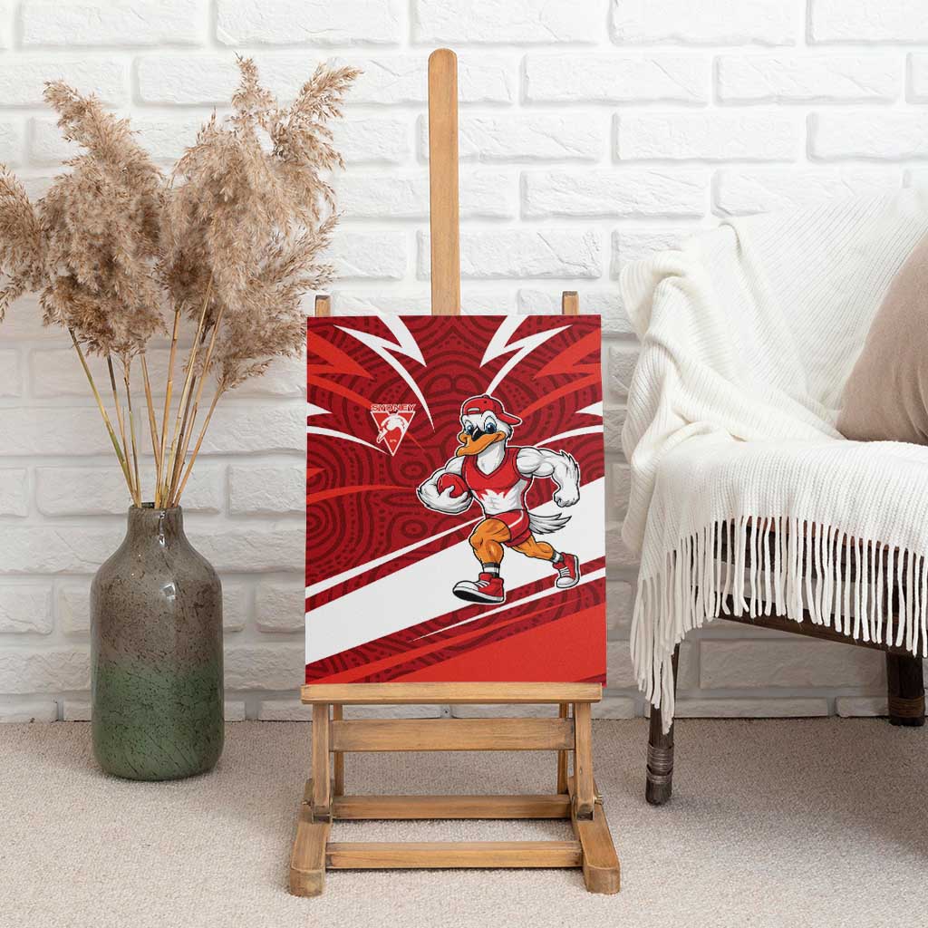 Sydney Swans Australian Football Canvas Wall Art Swans Mascot Art With Indigenous Pattern Art