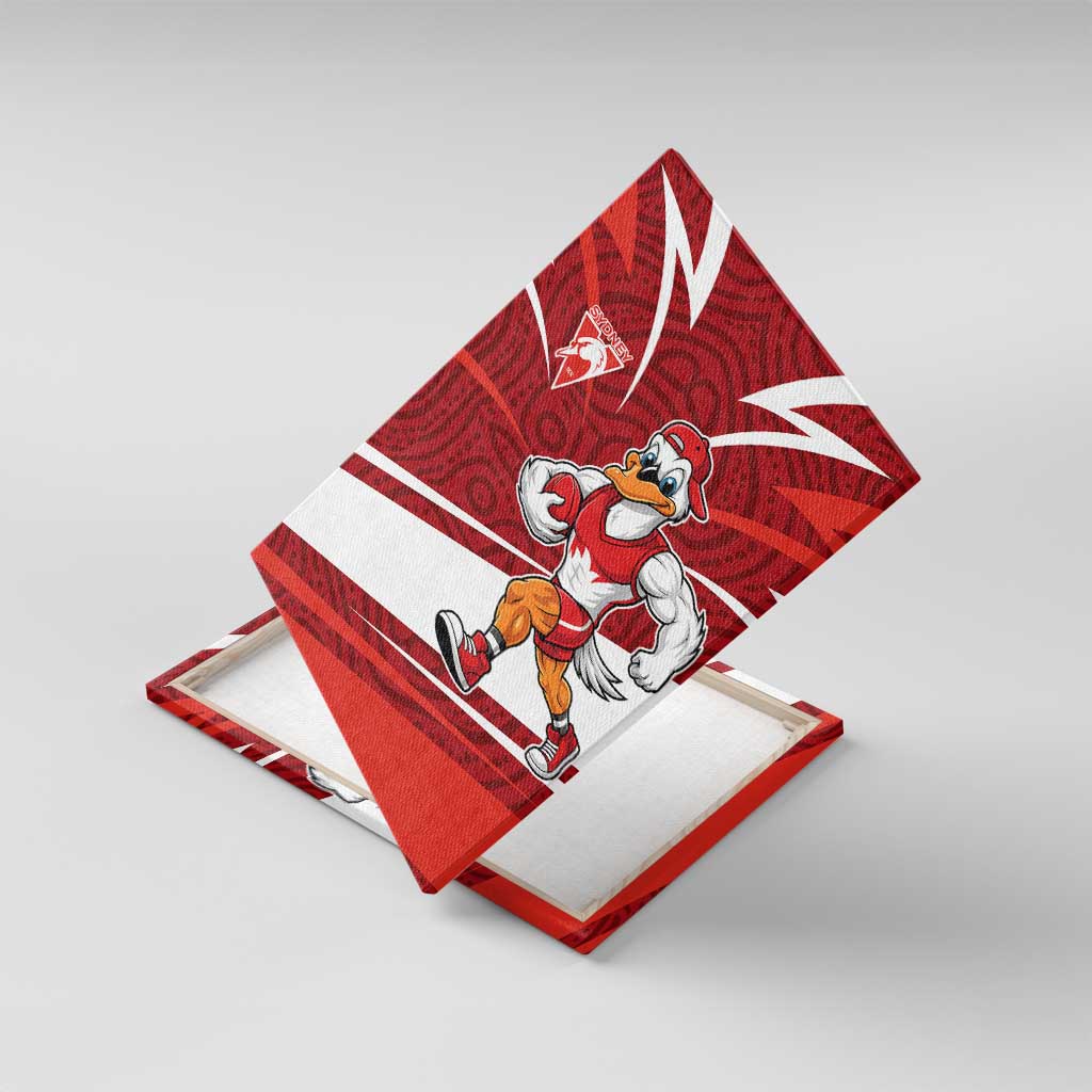 Sydney Swans Australian Football Canvas Wall Art Swans Mascot Art With Indigenous Pattern Art