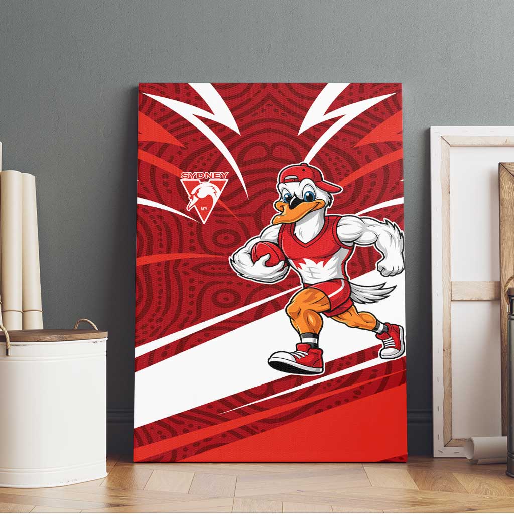 Sydney Swans Australian Football Canvas Wall Art Swans Mascot Art With Indigenous Pattern Art