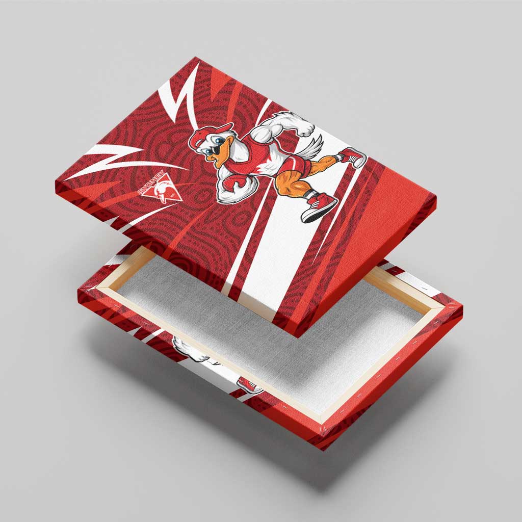 Sydney Swans Australian Football Canvas Wall Art Swans Mascot Art With Indigenous Pattern Art