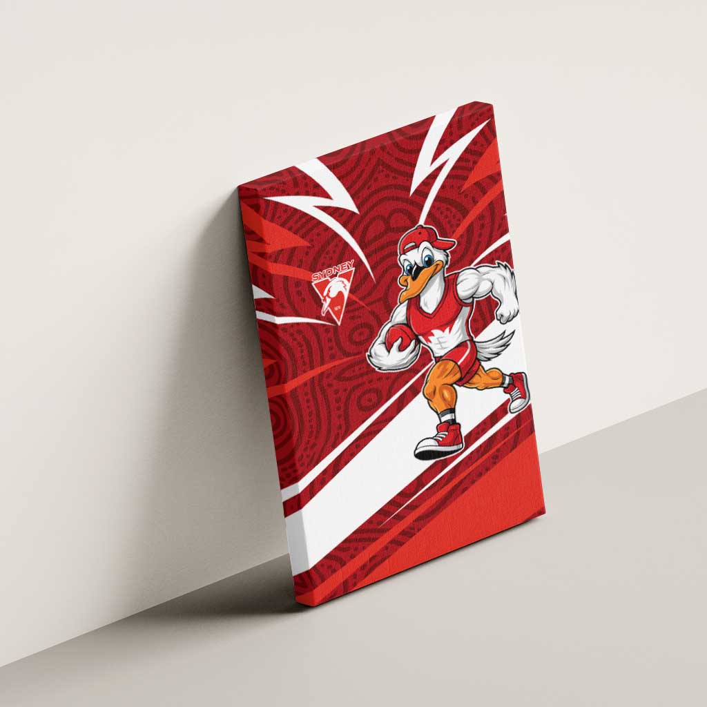 Sydney Swans Australian Football Canvas Wall Art Swans Mascot Art With Indigenous Pattern Art