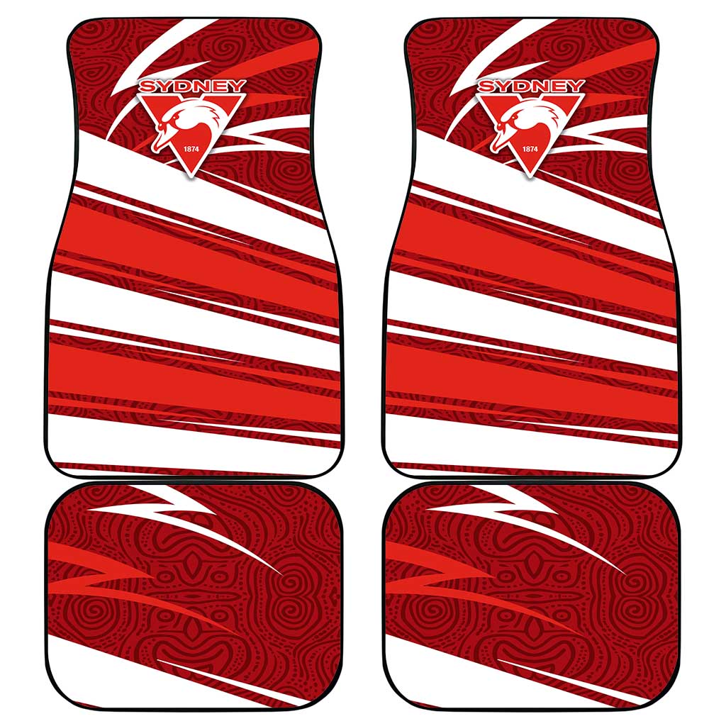 Sydney Swans Australian Football Car Mats Swans Mascot Art With Indigenous Pattern Art