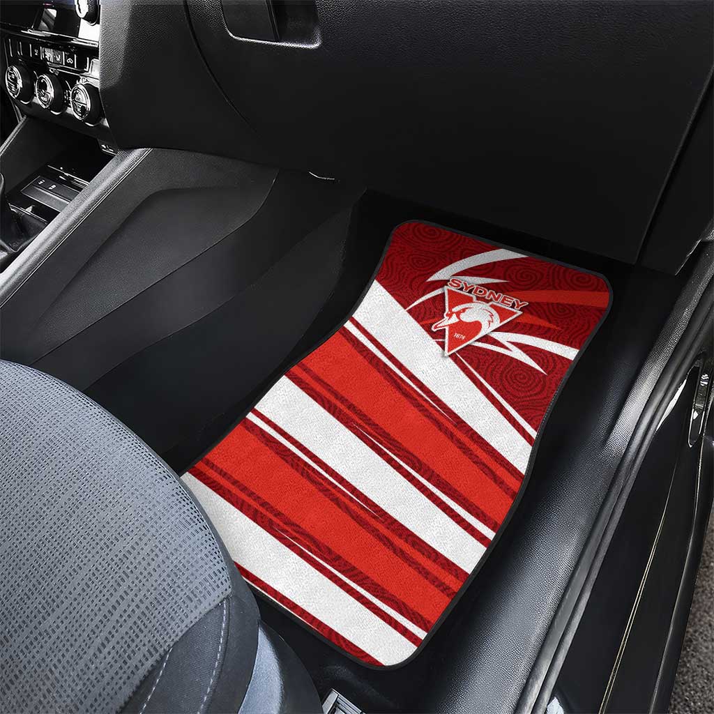 Sydney Swans Australian Football Car Mats Swans Mascot Art With Indigenous Pattern Art
