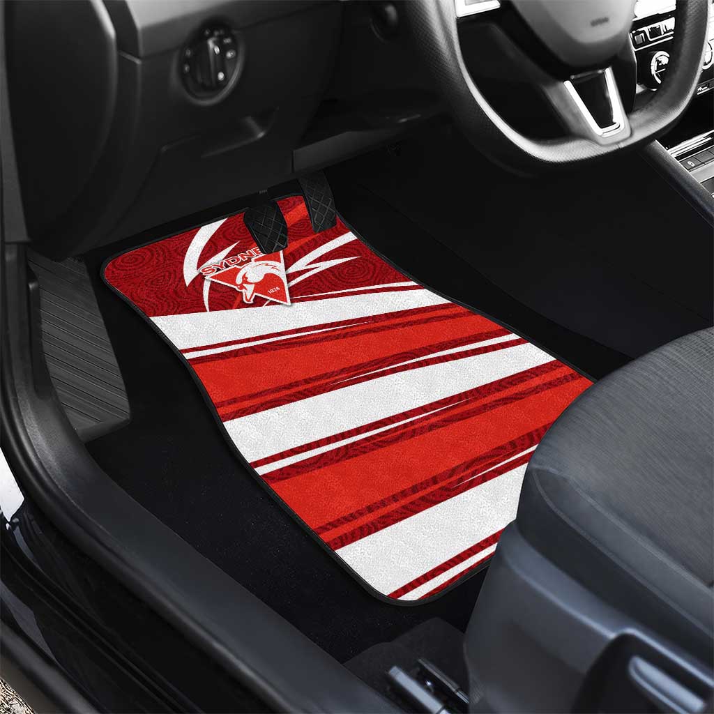 Sydney Swans Australian Football Car Mats Swans Mascot Art With Indigenous Pattern Art